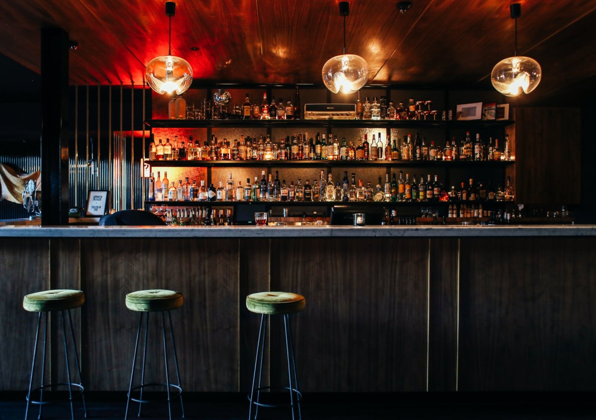 stylish interior of bar in restaurant